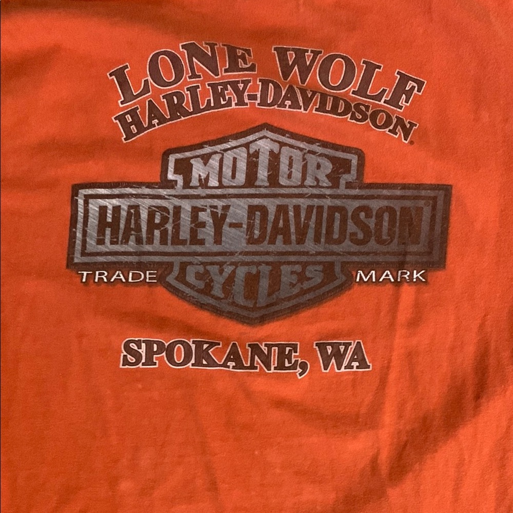 Harley-Davidson Orange Short Sleeve Tee size large - Picture 7 of 8